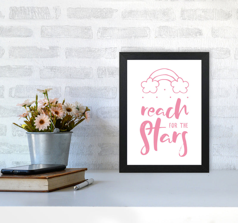 Reach For The Stars Pink Modern Print A4 White Frame