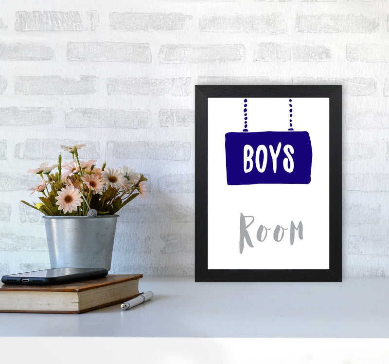 Boys Room Navy Framed Nursey Wall Art Print A4 White Frame
