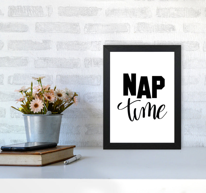 Nap Time Black Framed Typography Wall Art Print A4 White Frame