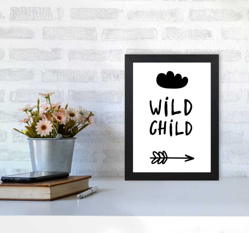 Wild Child Black Framed Nursey Wall Art Print A4 White Frame