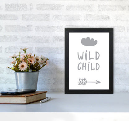 Wild Child Grey Framed Nursey Wall Art Print A4 White Frame