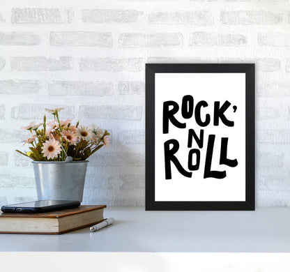 Rock &#39;N Roll Black Modern Print A4 White Frame