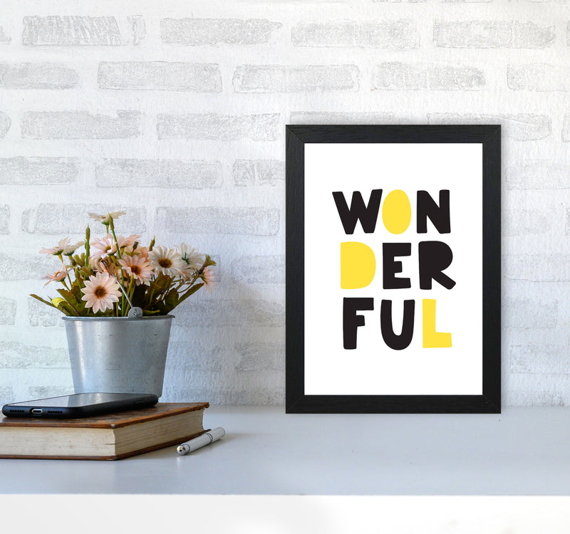 Wonderful Black And Yellow Framed Nursey Wall Art Print A4 White Frame