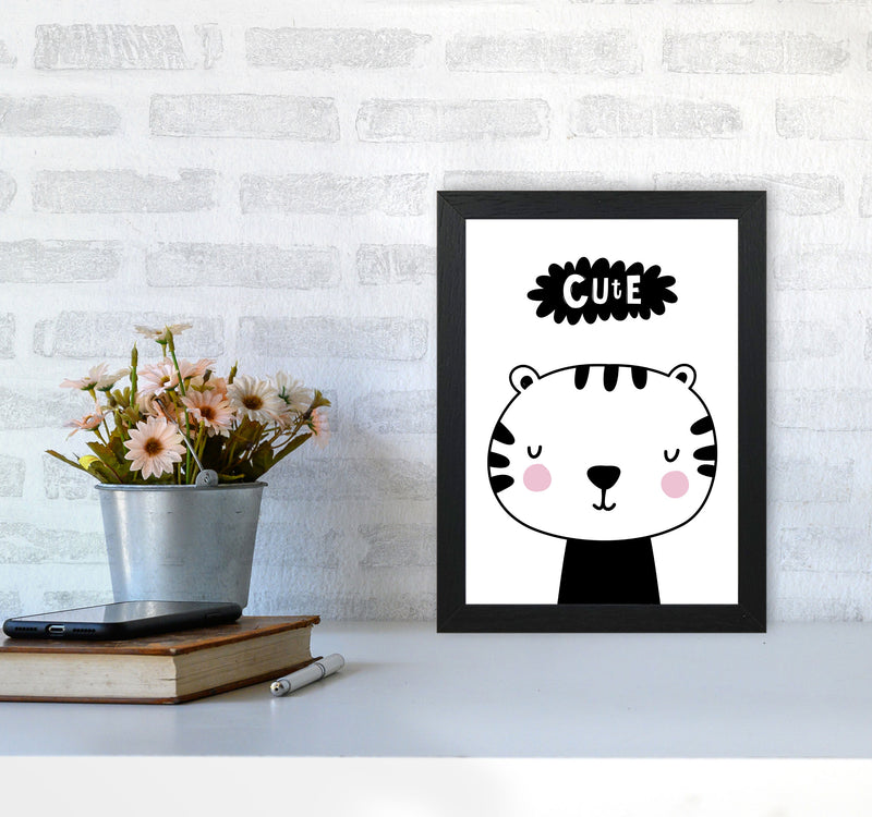 Cute Scandi Tiger Modern Print Animal Art Print A4 White Frame