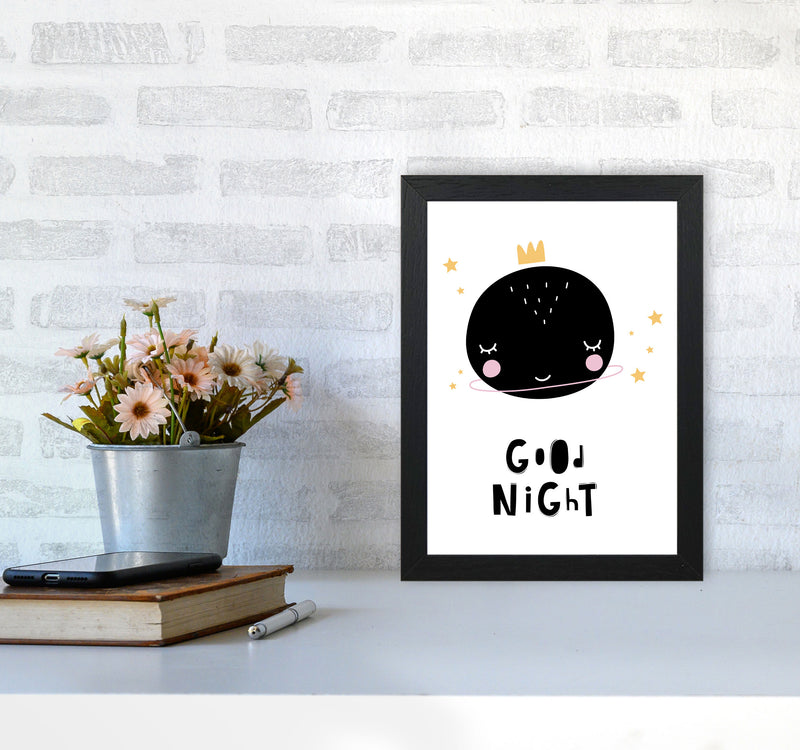 Good Night Planet Framed Nursey Wall Art Print A4 White Frame