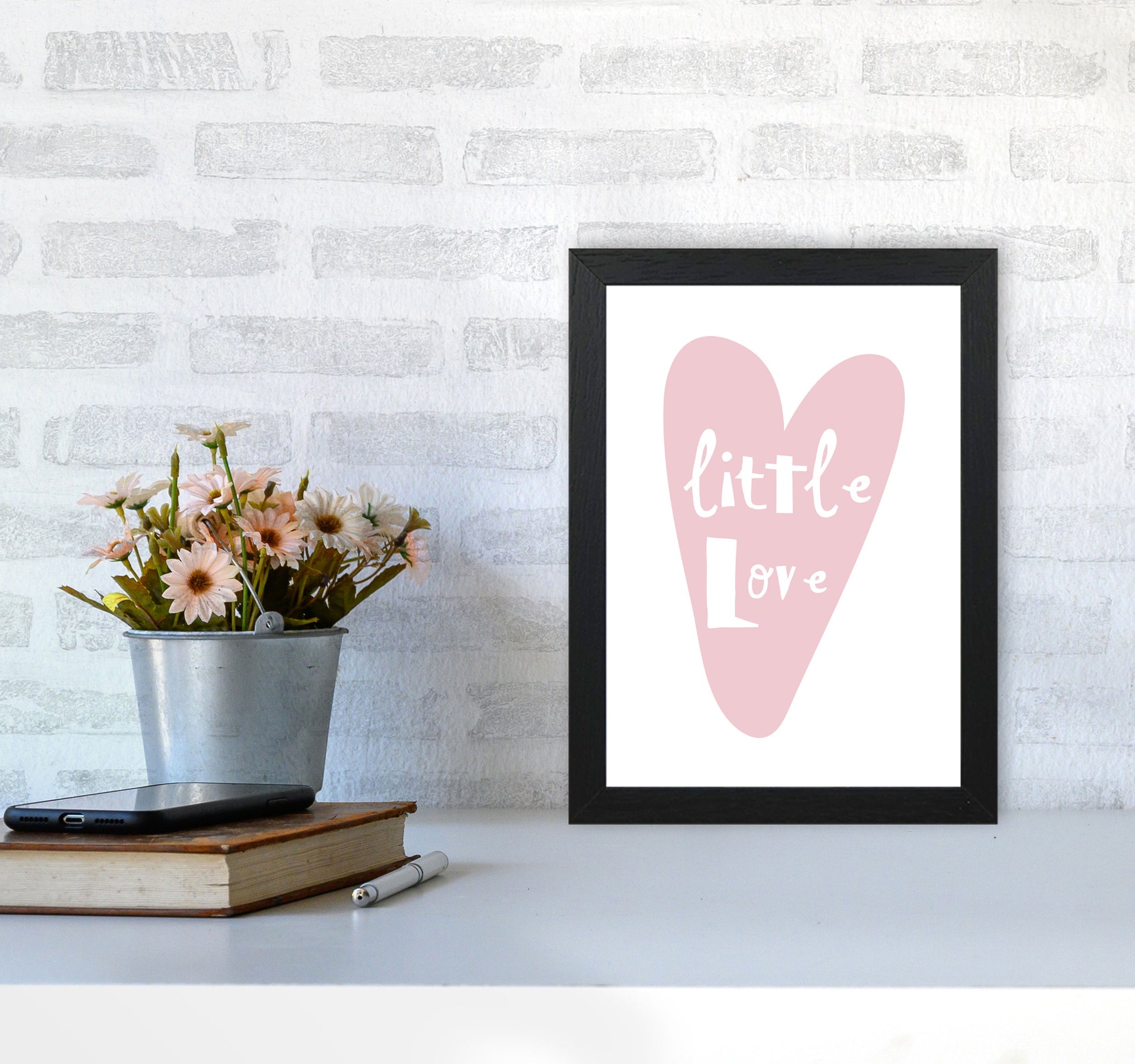 Little Love Heart Framed Nursey Wall Art Print A4 White Frame