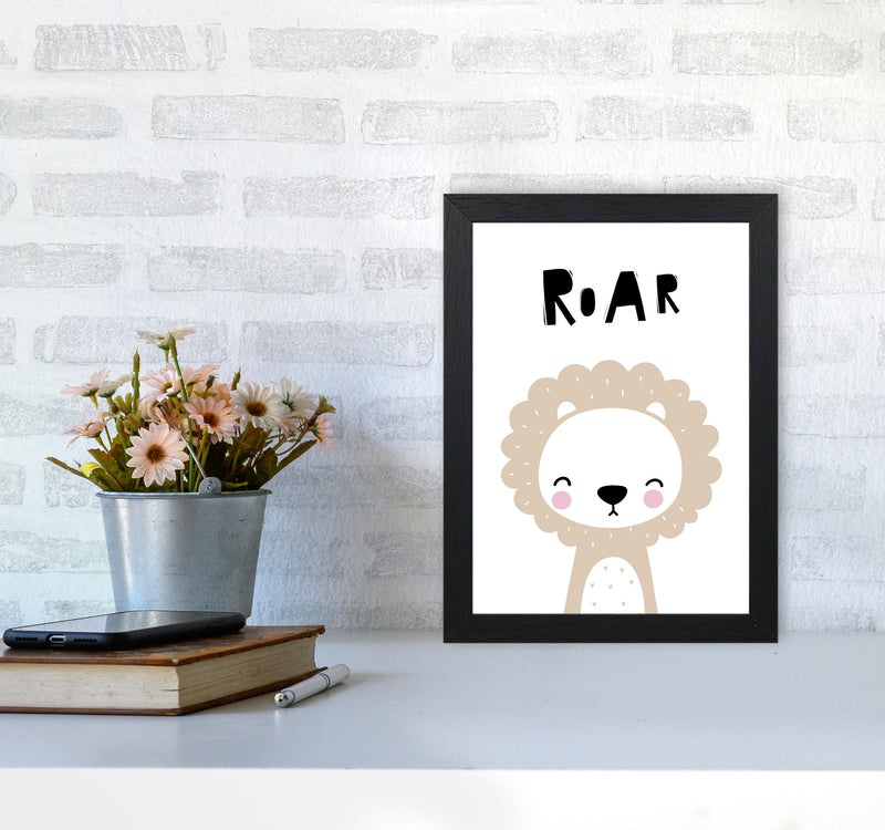 Lion Roar Modern Print Animal Art Print A4 White Frame