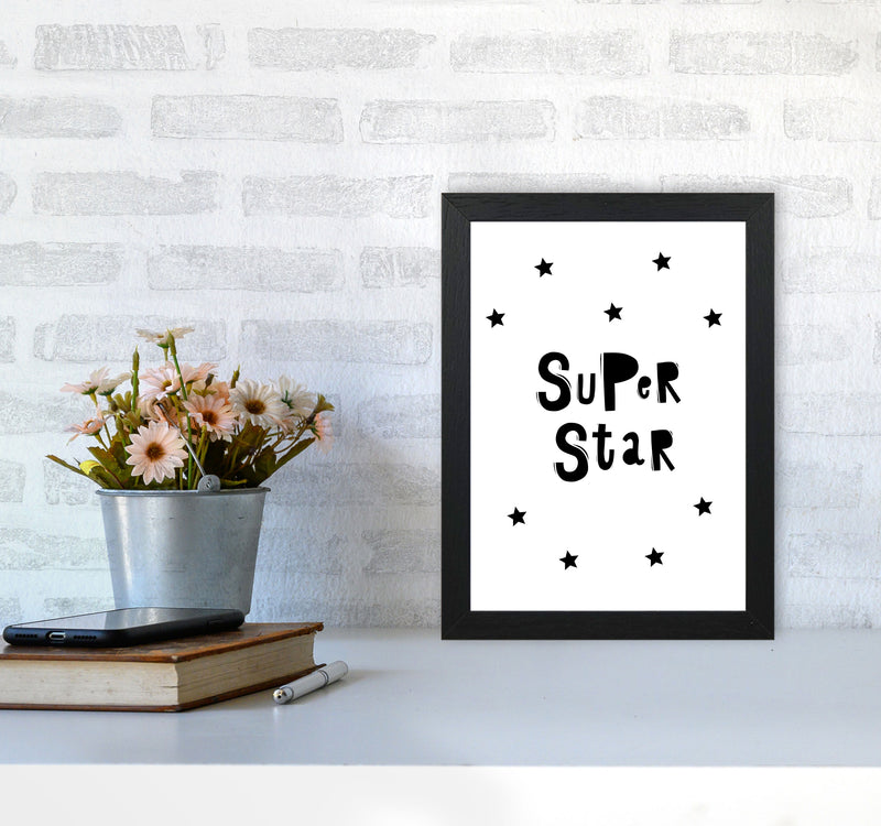 Super Star Scandi Framed Nursey Wall Art Print A4 White Frame