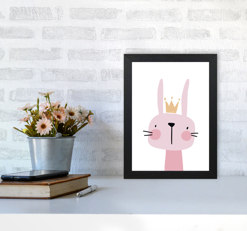 Pink Bunny Modern Print Animal Art Print A4 White Frame