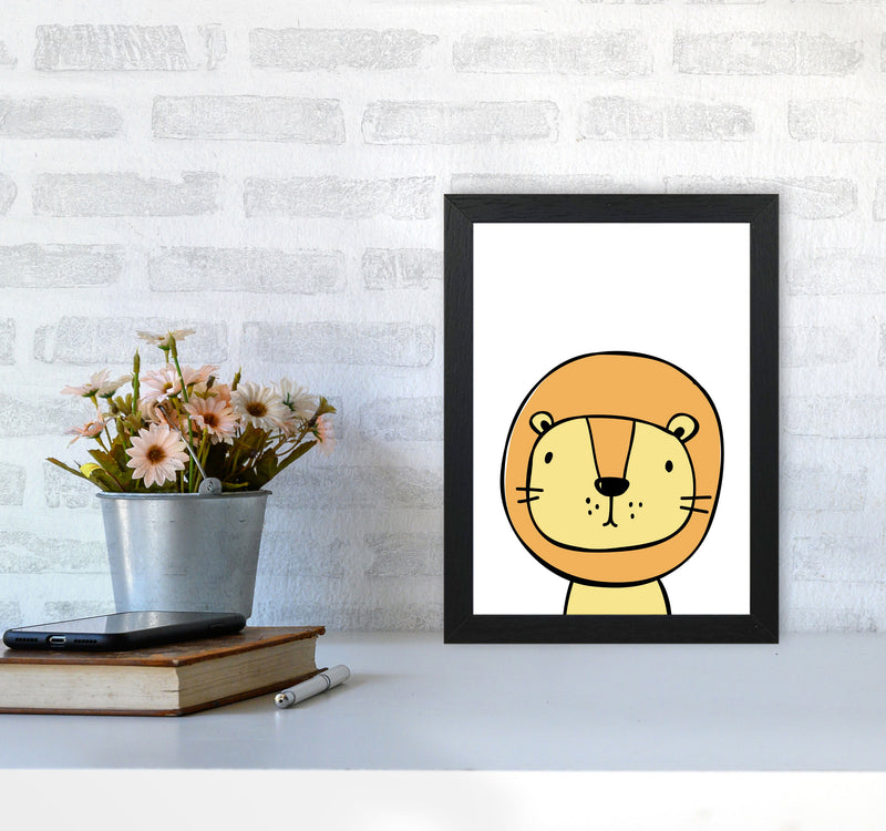 Scandi Lion Framed Nursey Wall Art Print A4 White Frame