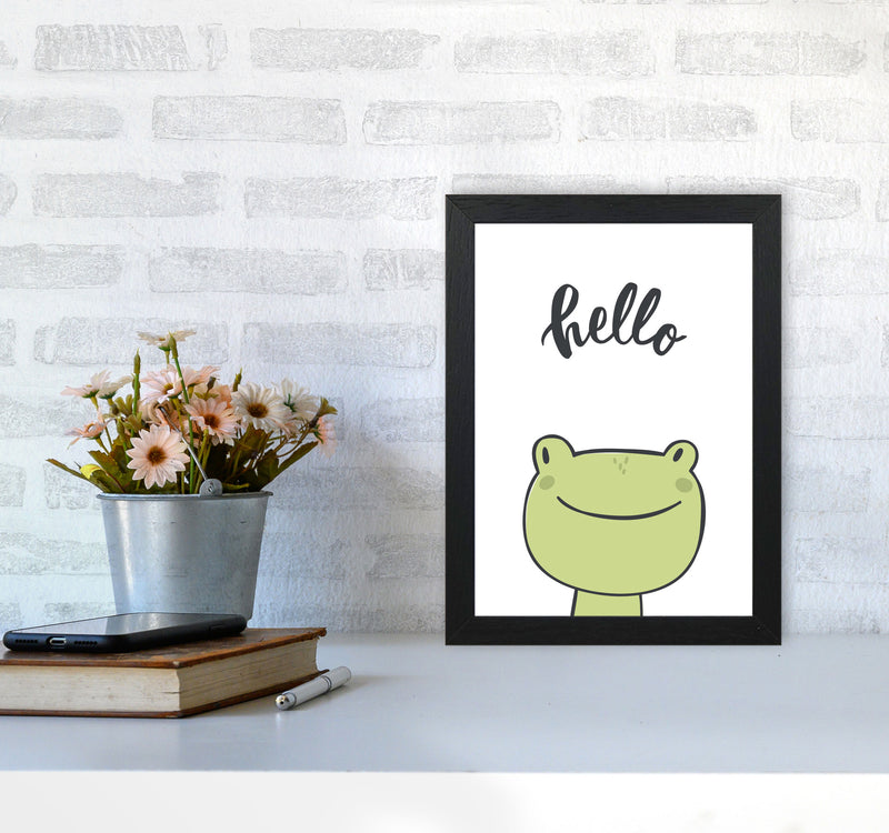 Hello Frog Modern Print Animal Art Print A4 White Frame
