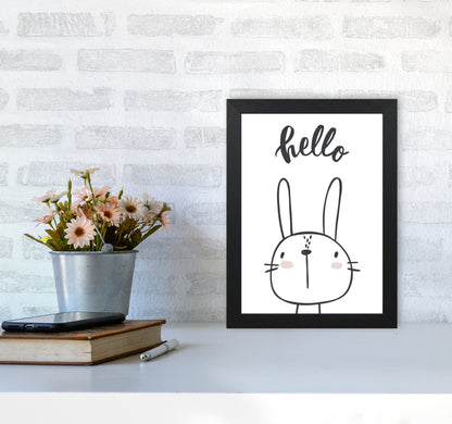 Hello Bunny Modern Print Animal Art Print A4 White Frame