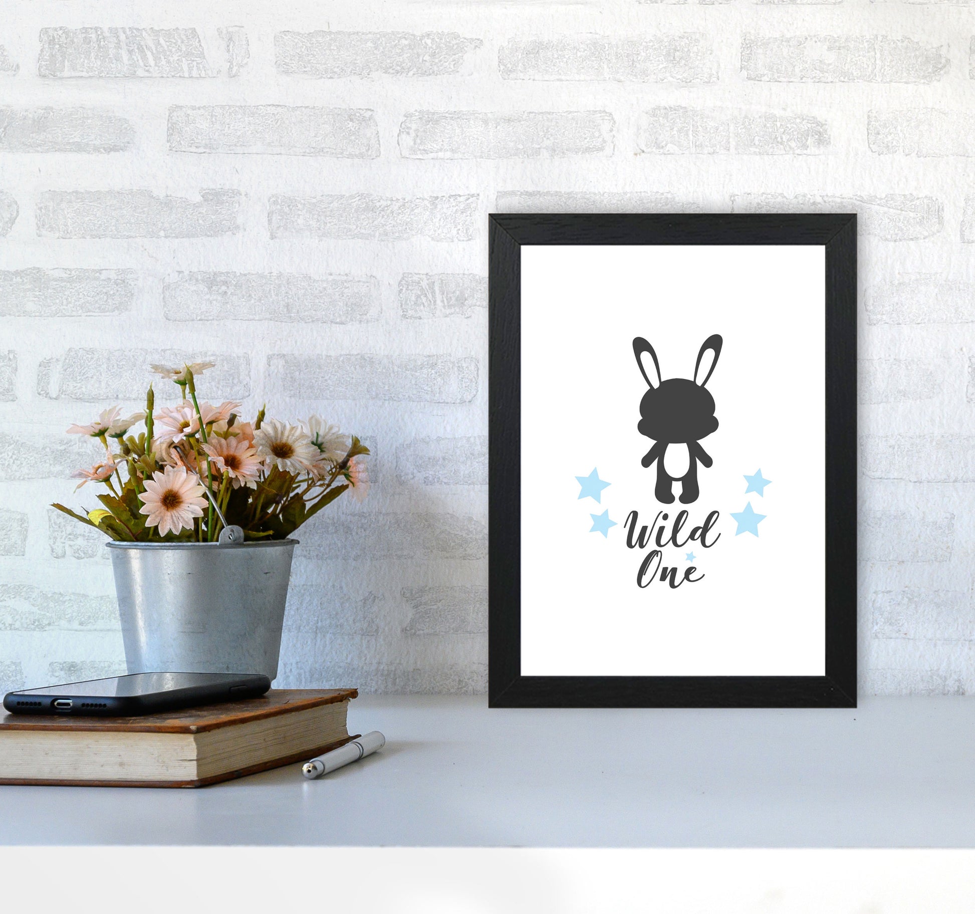 Wild One Framed Nursey Wall Art Print A4 White Frame