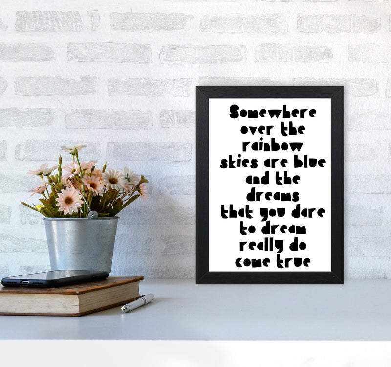 Somewhere Over The Rainbow Black Modern Print A4 White Frame
