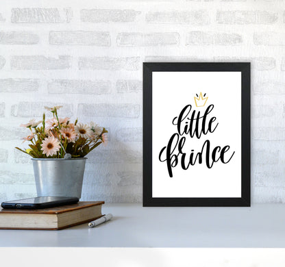 Little Prince Gold Crown Framed Nursey Wall Art Print A4 White Frame