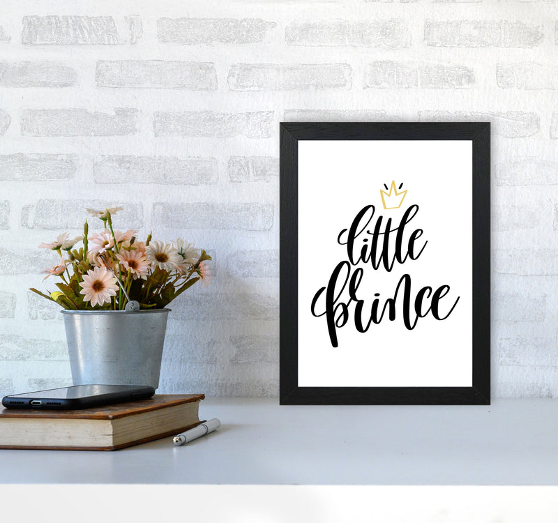 Little Prince Gold Crown Framed Nursey Wall Art Print A4 White Frame