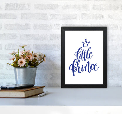 Little Prince Navy Framed Nursey Wall Art Print A4 White Frame
