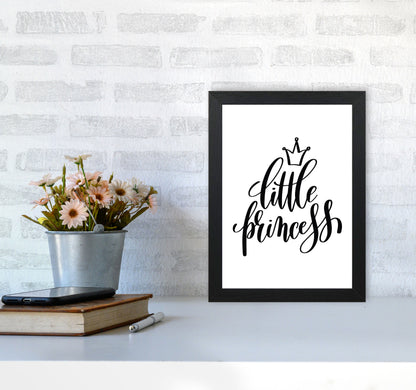 Little Princess Black Framed Nursey Wall Art Print A4 White Frame
