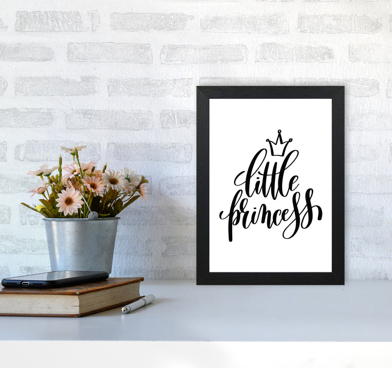Little Princess Black Framed Nursey Wall Art Print A4 White Frame