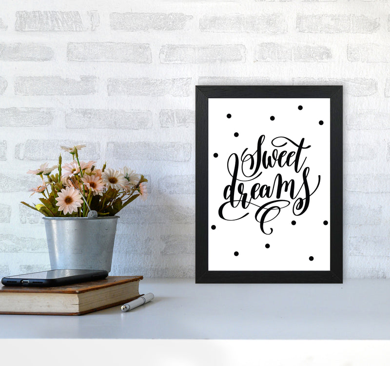 Sweet Dreams Black Modern Print A4 White Frame