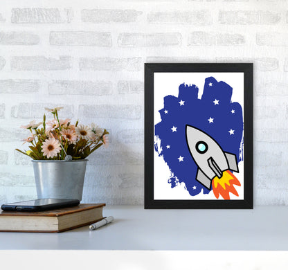 Space Rocket Framed Nursey Wall Art Print A4 White Frame