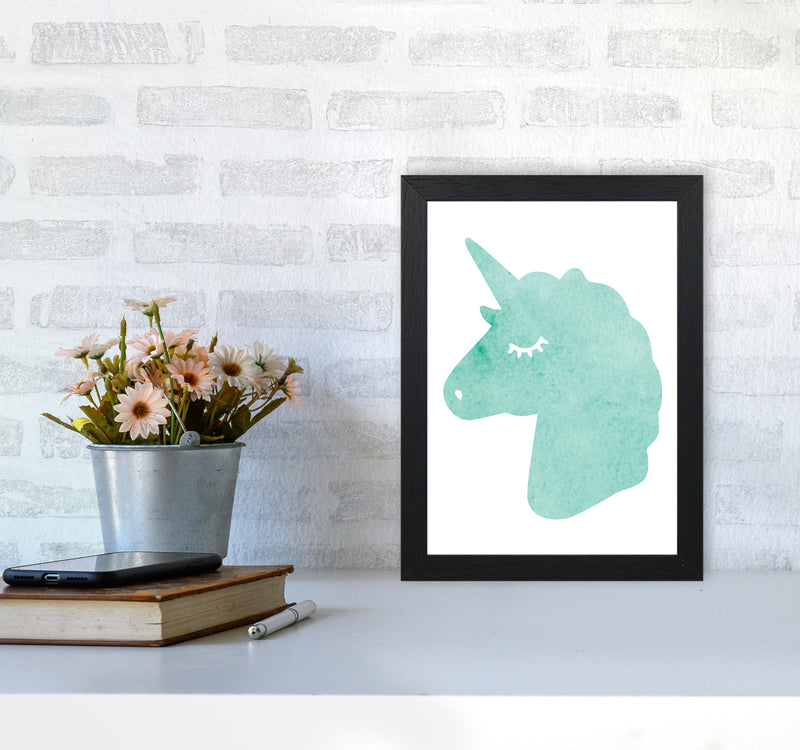 Mint Unicorn Head Modern Print Animal Art Print A4 White Frame