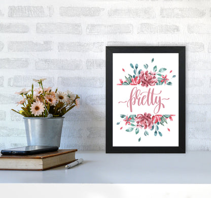 Pretty Pink Floral Framed Typography Wall Art Print A4 White Frame