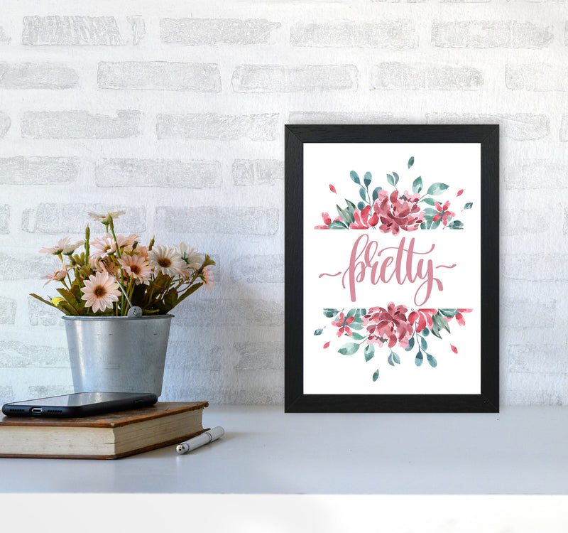 Pretty Pink Floral Framed Typography Wall Art Print A4 White Frame