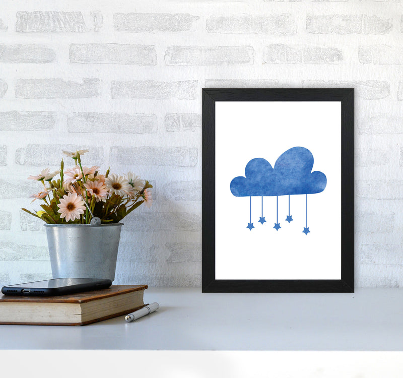 Blue Cloud Watercolour Modern Print A4 White Frame