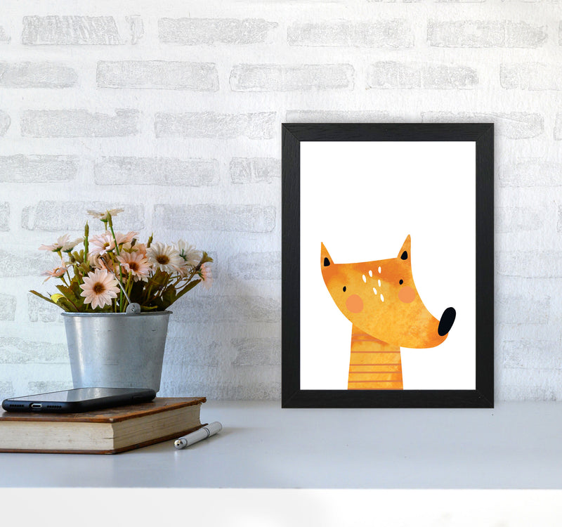 Scandi Fox Watercolour Framed Nursey Wall Art Print A4 White Frame