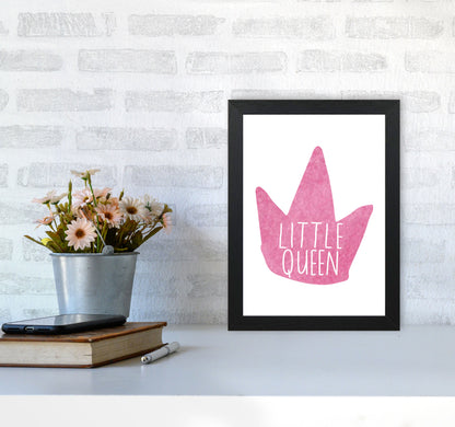 Little Queen Pink Crown Watercolour Modern Print A4 White Frame