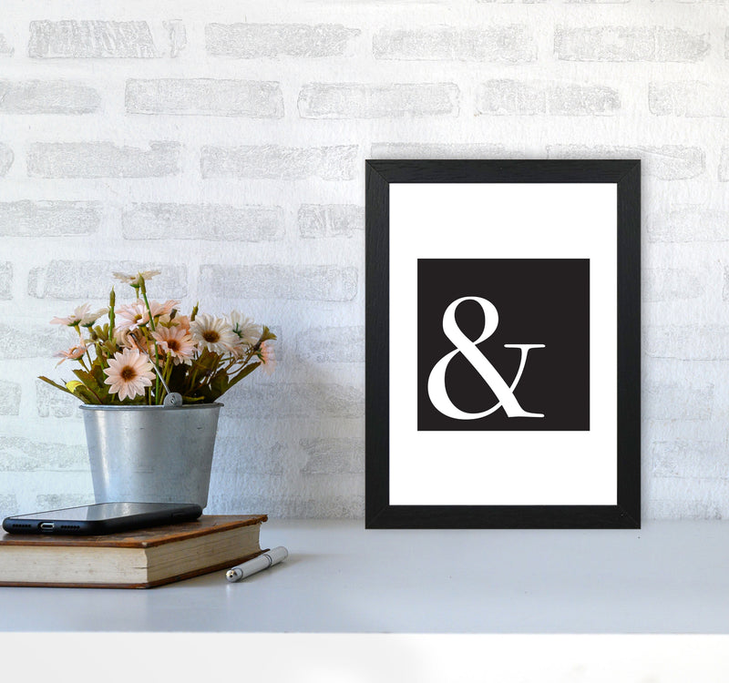 Ampersand Black Framed Typography Wall Art Print A4 White Frame