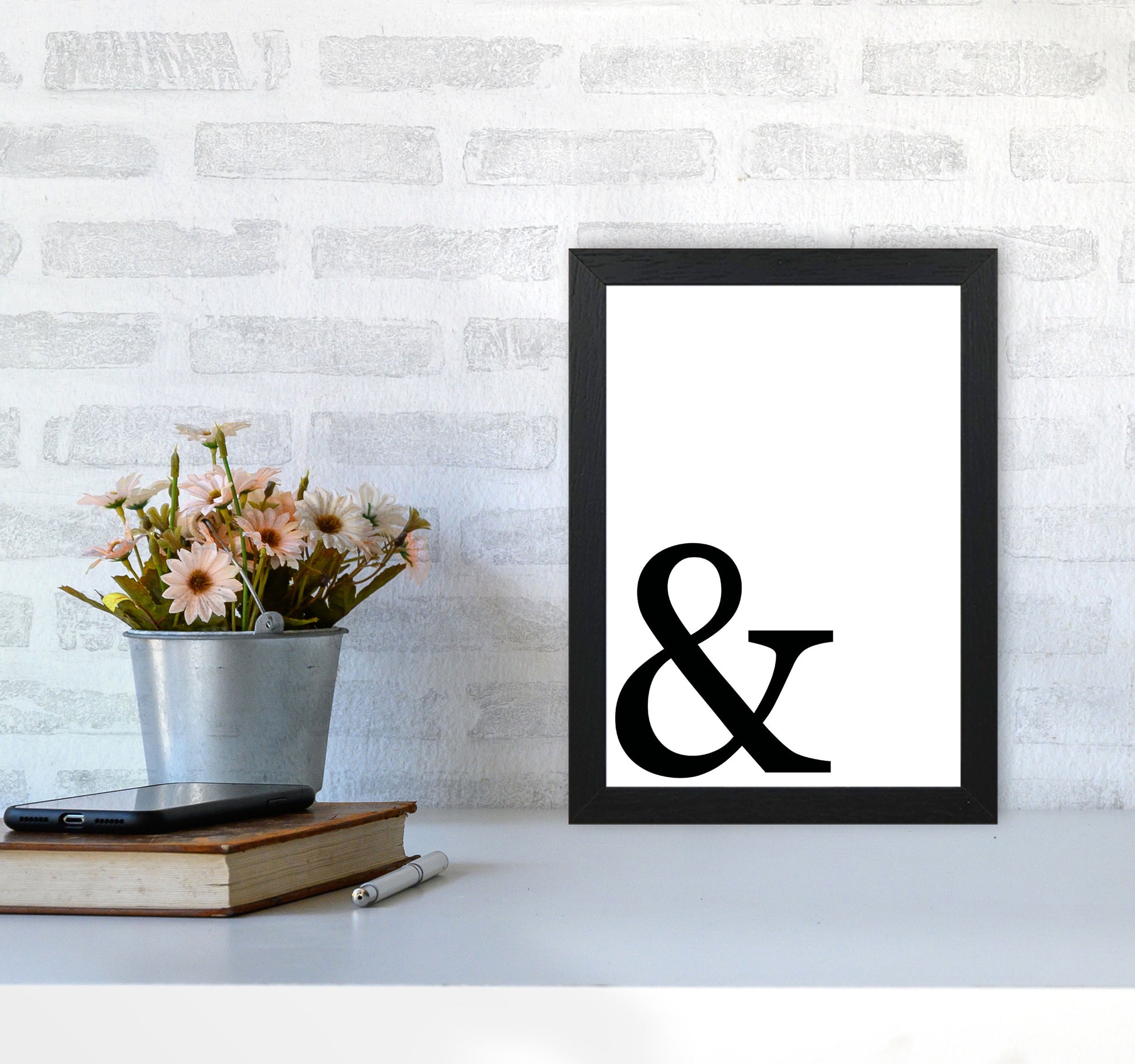 Ampersand Framed Typography Wall Art Print A4 White Frame