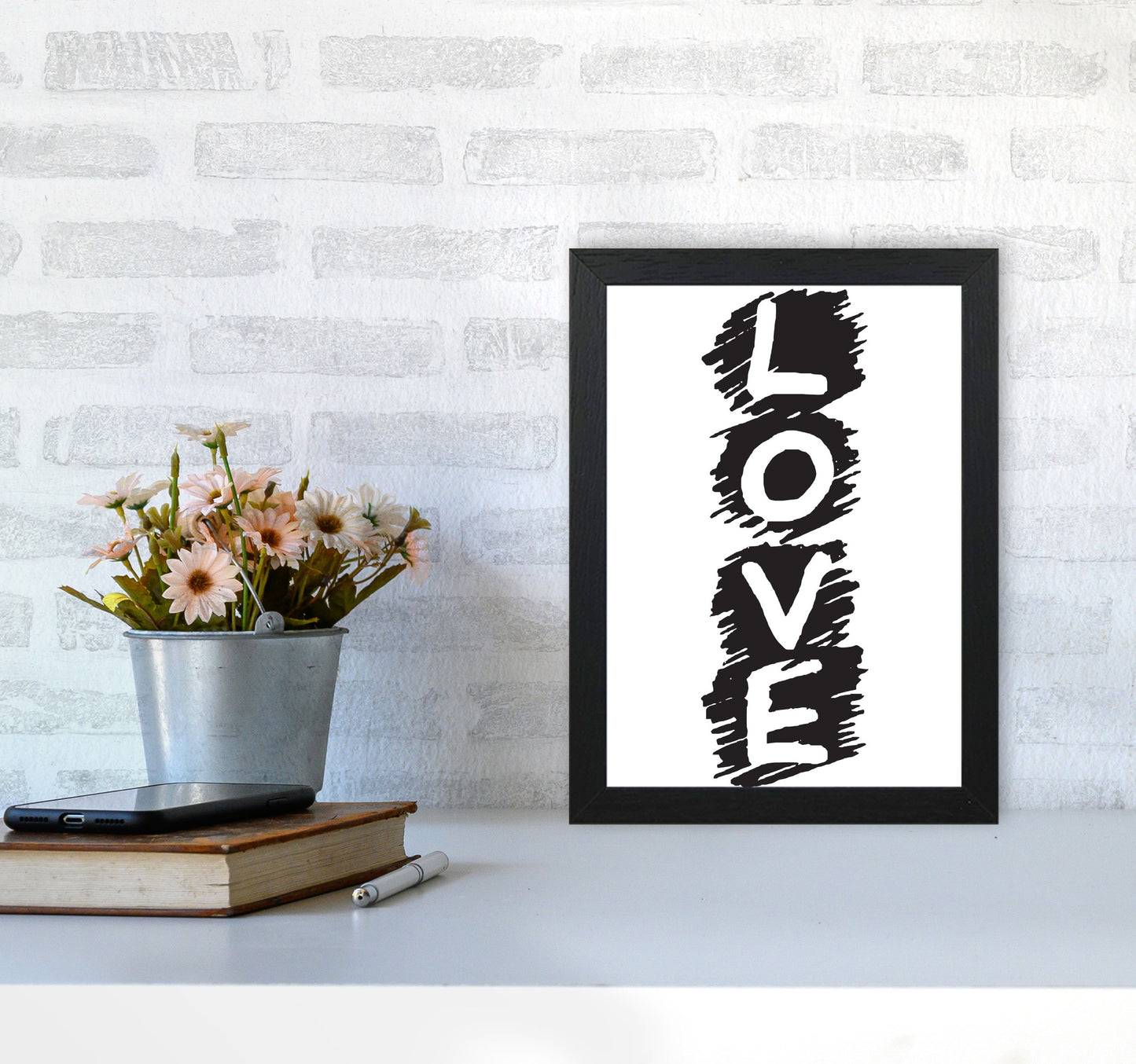 Love Framed Typography Wall Art Print A4 White Frame
