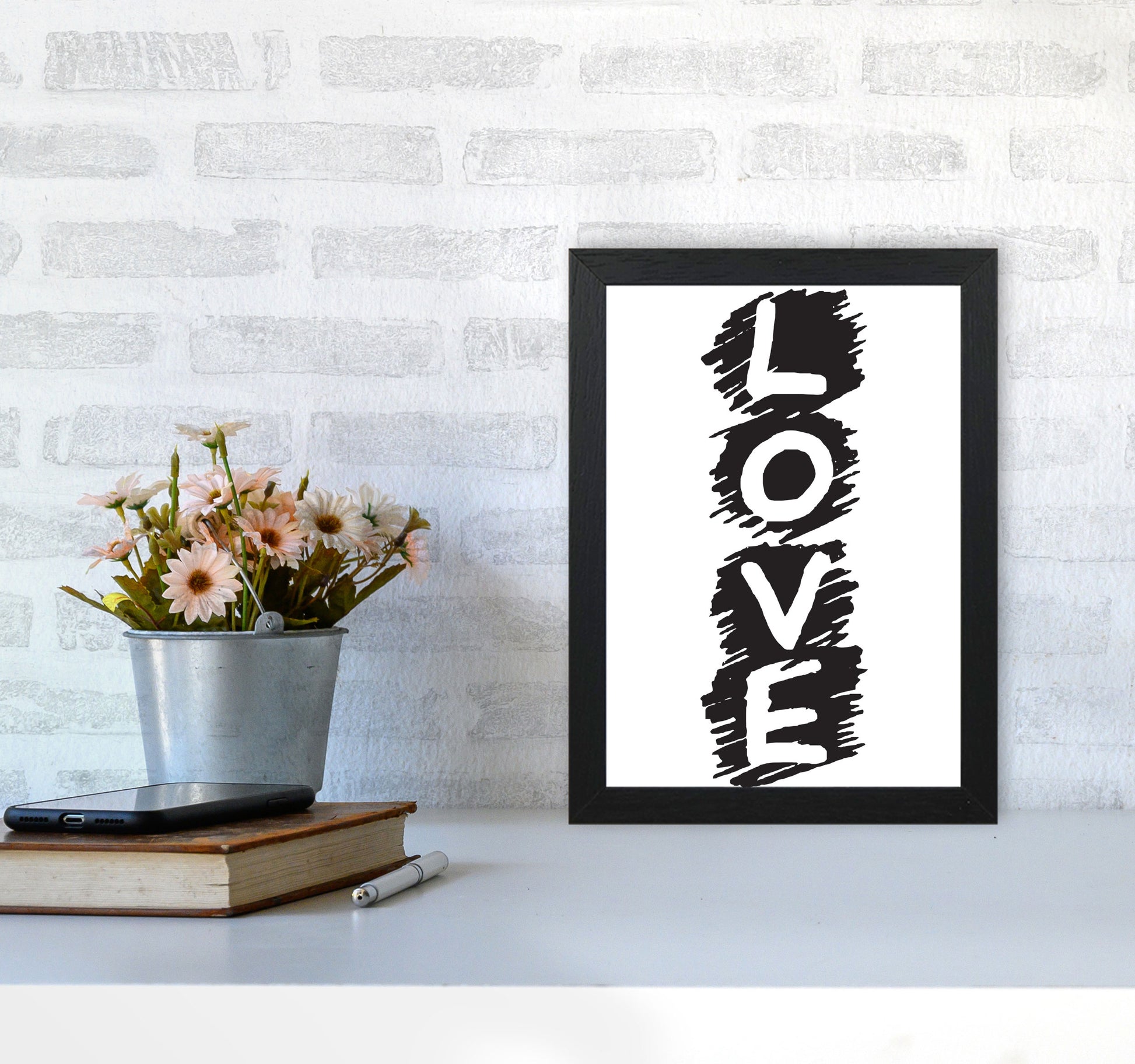 Love Framed Typography Wall Art Print A4 White Frame