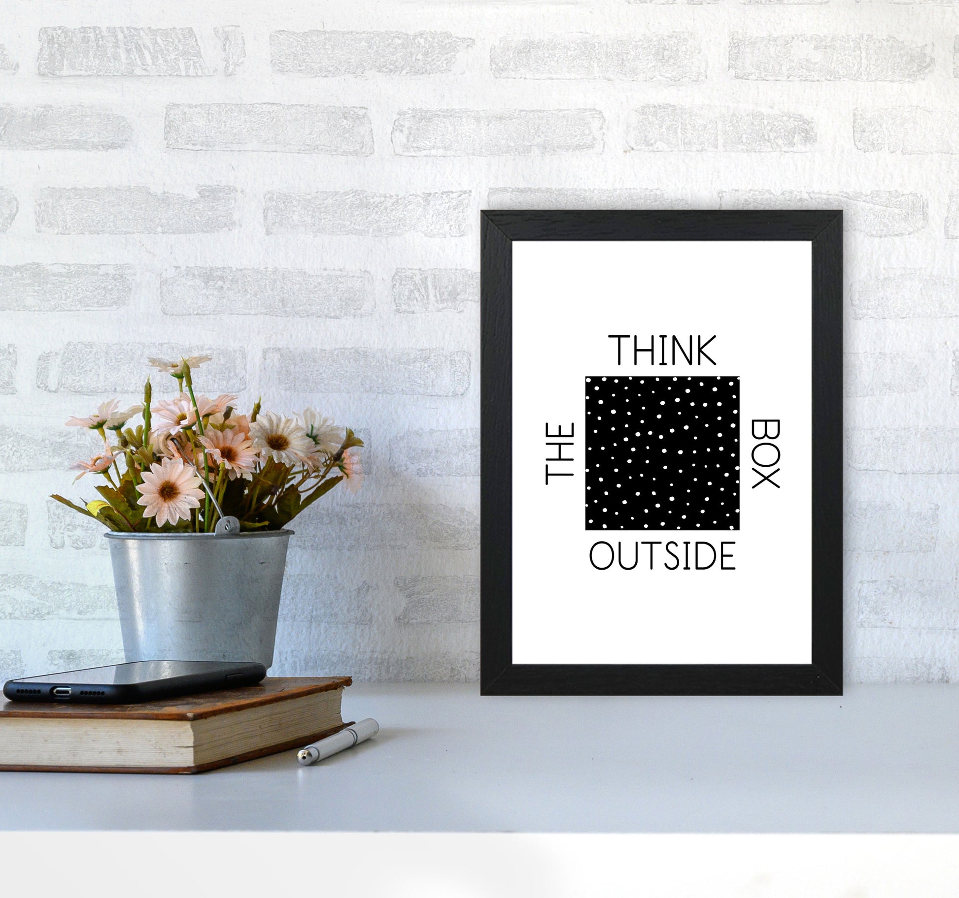 Think Outside The Box Modern Print A4 White Frame