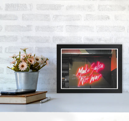 Make Salsa Not War Modern Print A4 White Frame