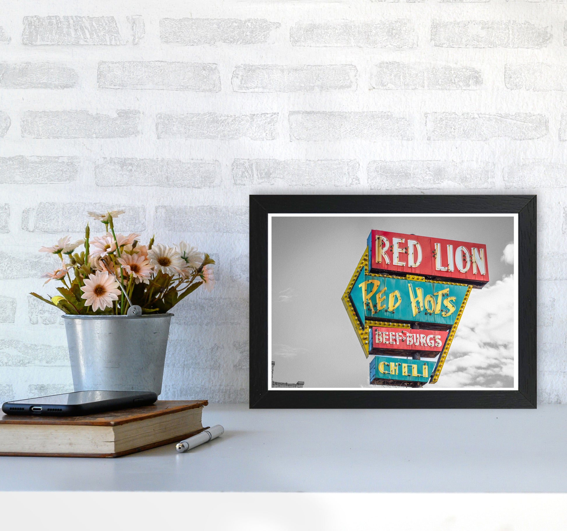 Vintage American Billboard Modern Print A4 White Frame