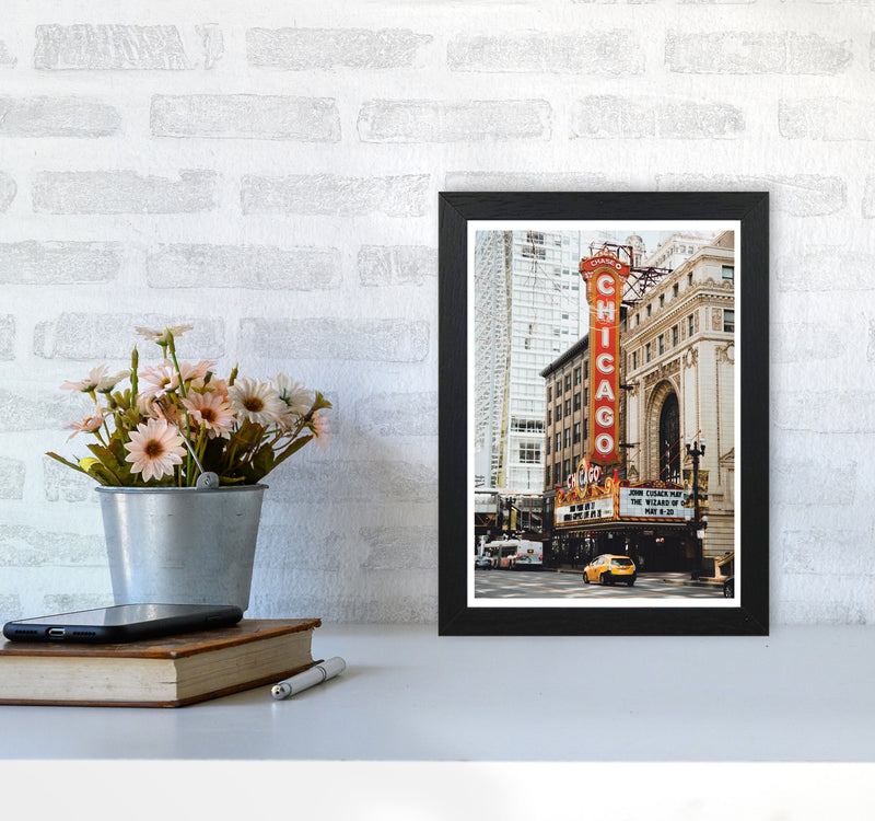 Retro Chicago Theatre Modern Print A4 White Frame