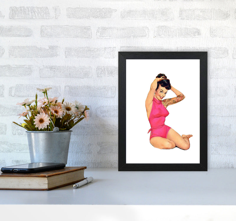 Retro Pin Up Girl Modern Print A4 White Frame