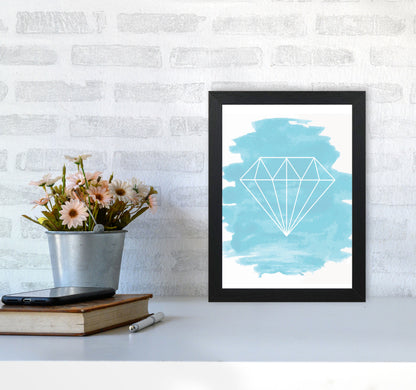 Geo Diamond Light Blue Watercolour Modern Print A4 White Frame