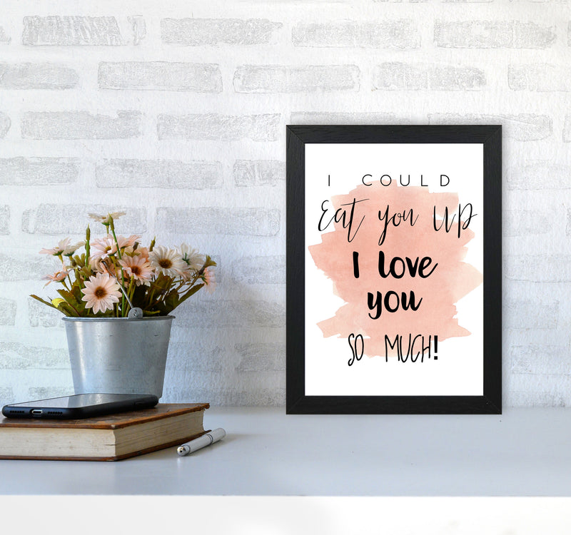 Eat You Up Peach Watercolour Modern Print A4 White Frame