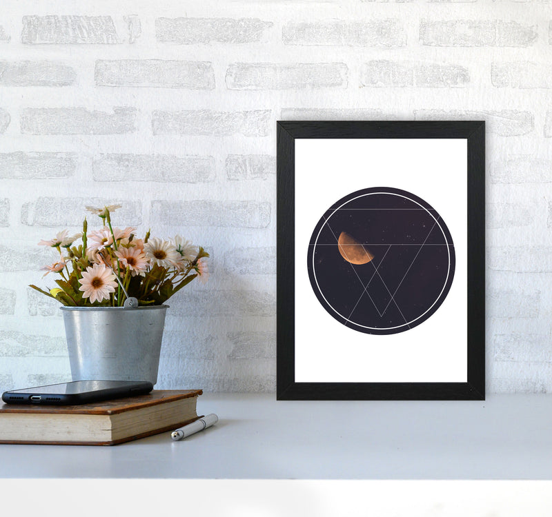 Black Moon Circle Modern Print A4 White Frame