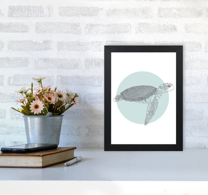 Marine Animals Turtle Modern Print Animal Art Print A4 White Frame
