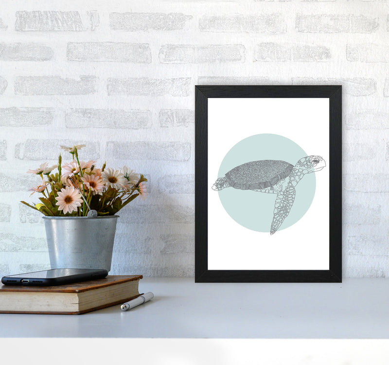 Marine Animals Turtle Modern Print Animal Art Print A4 White Frame