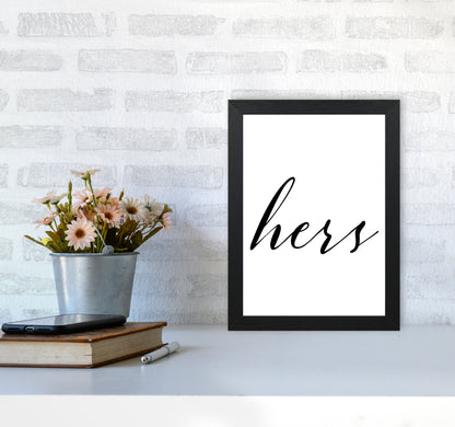 Hers Framed Typography Wall Art Print A4 White Frame