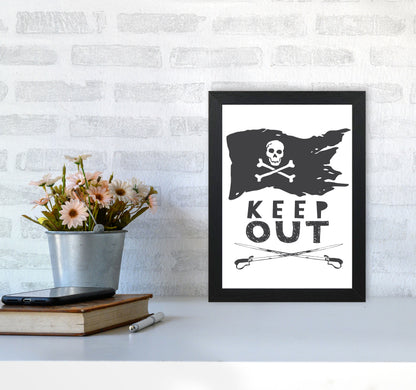 Pirate Keep Out Framed Nursey Wall Art Print A4 White Frame