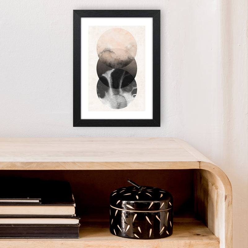 Nude And Pearl Three Circles  Art Print by Pixy Paper A4 White Frame