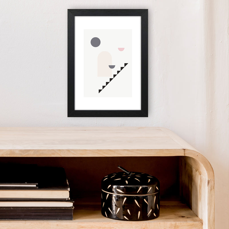 Mila Pink Stairs Right N16  Art Print by Pixy Paper A4 White Frame