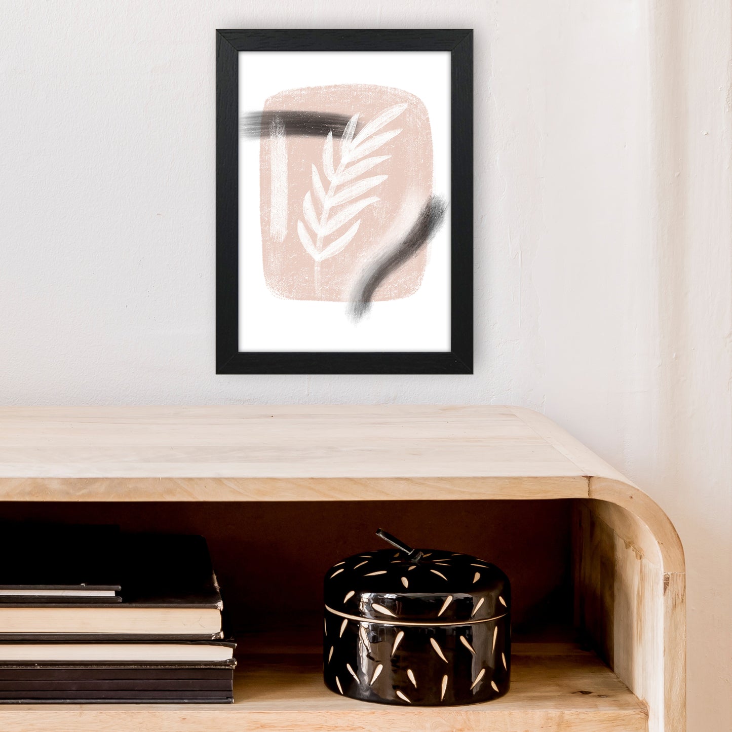 Dalia Chalk White Leaf  Art Print by Pixy Paper A4 White Frame